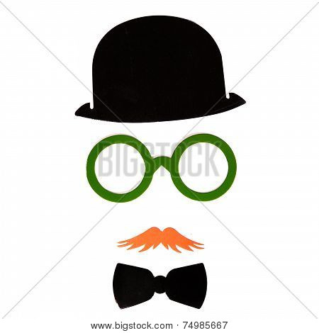 Photobooth Birthday And Party Set - Glasses, Hats, Crowns, Masks, Lips, Mustaches Isolated On White