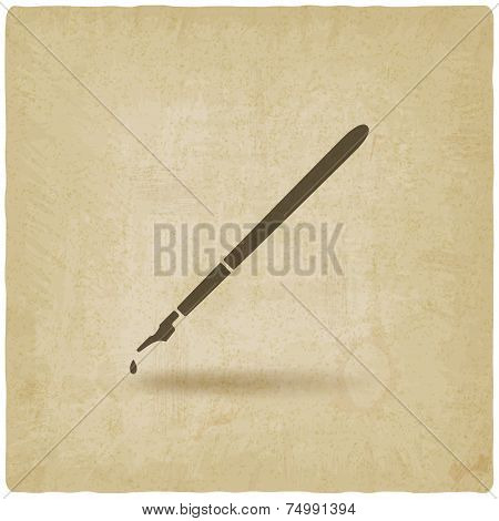 fountain pen with ink drop old background