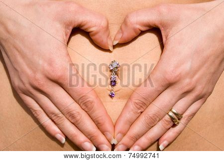 Heart around piercing