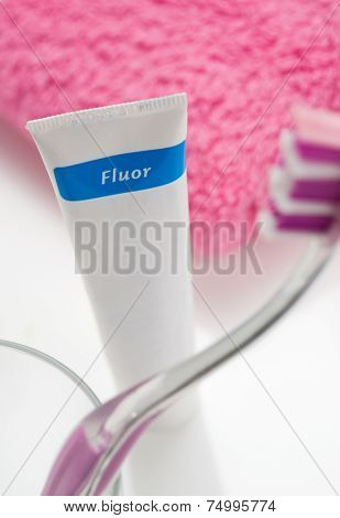 Dental care equipment on white