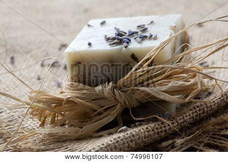 Natural lavender soap with lavender seeds