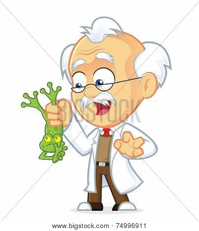 Vector Professor Holding Frog