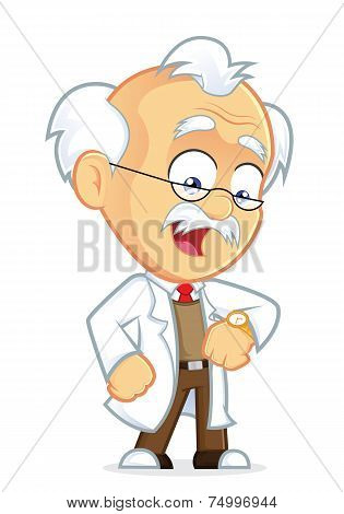 Vector Professor Looking at His Watch