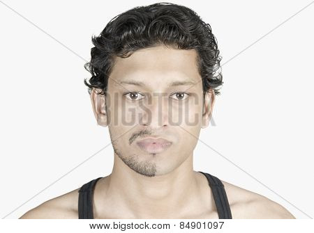 Portrait of a half shaved man