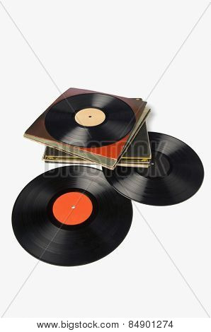 Close-up of LP discs