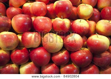 Pile Of Apples On A Macro Shot At The Market