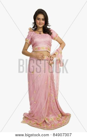 Portrait of a beautiful woman posing in traditional dress