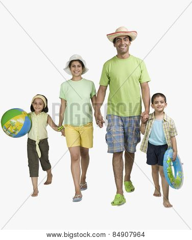 Portrait of a happy family enjoying on vacations