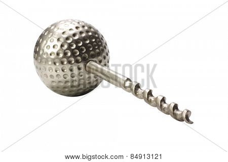 Close-up of a golf ball shaped corkscrew
