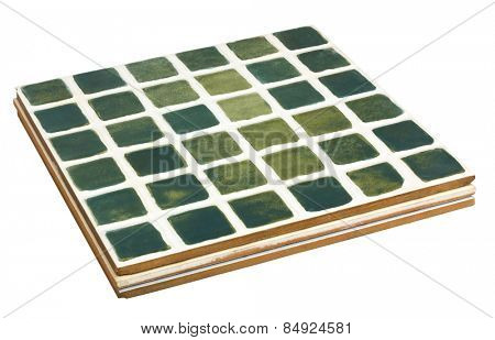 Close-up of a stack of eyeshadow palettes