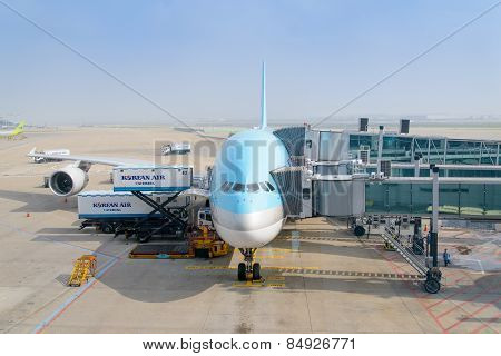 Incheon, Korea - July 29, 2013: Airplane Of Korean Air