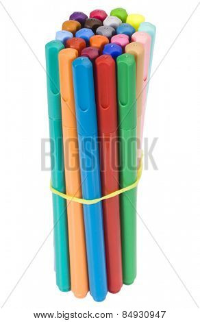 Close-up of a bundle of felt tip pens