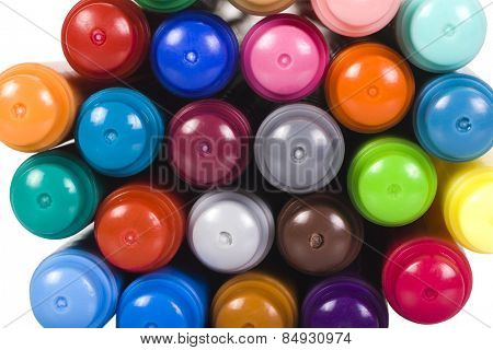 Close-up of a bundle of felt tip pens