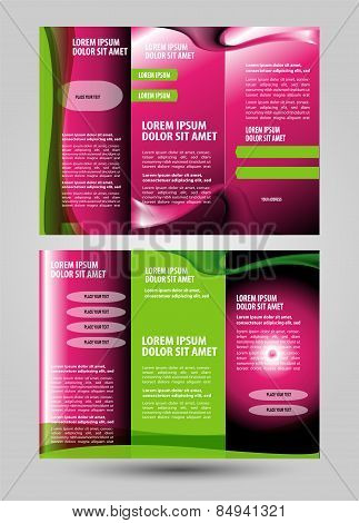 Tri-fold pink leaflet brochure template design