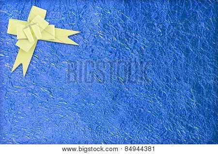 Shiny Blue Leaf  And  Gold Ribbon