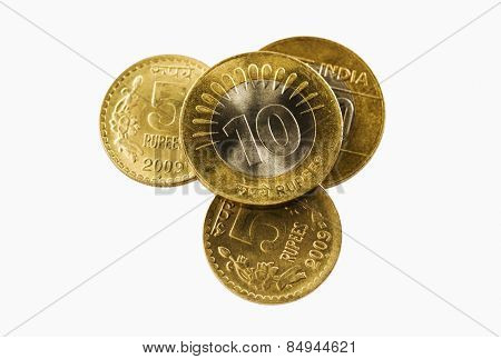 Close-up of Indian coins