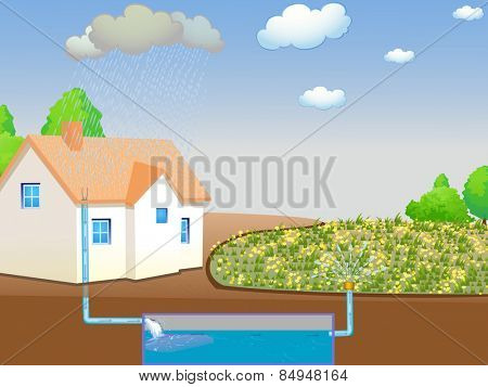 Illustration showing rainwater harvesting