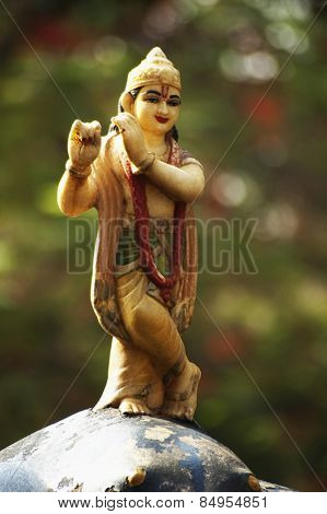 Statue of lord Krishna in a garden, Lakshmi Narayan Temple, New Delhi, India