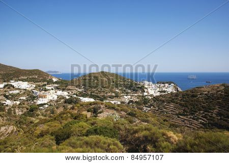 Buildings on an island, Ponza, Tyrrhenian Sea, Province Of Latina, Lazio, Italy