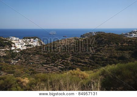 Buildings on an island, Ponza, Tyrrhenian Sea, Province Of Latina, Lazio, Italy