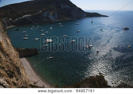Boats in the sea, Ponza, Tyrrhenian Sea, Province Of Latina, Lazio, Italy