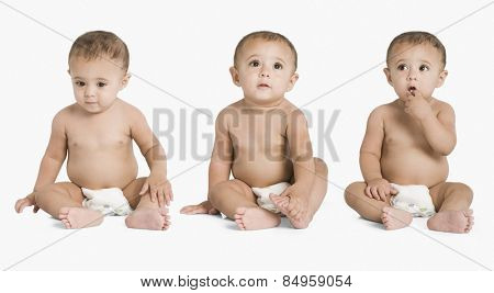 Collage of a baby boy thinking