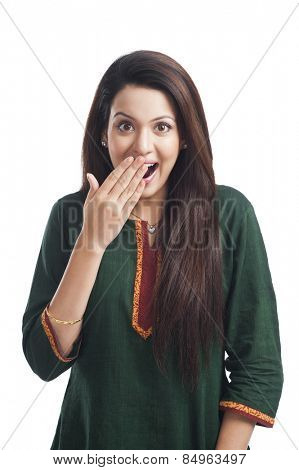 Portrait of a woman surprised
