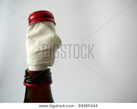 Serviette in beer bottle