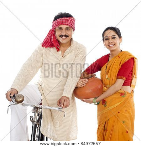 Portrait of a couple with bicycle