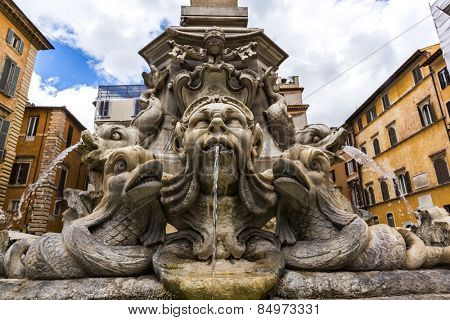 Fountain in Piazza della Rotonda, Rome, Rome Province, Lazio, Italy