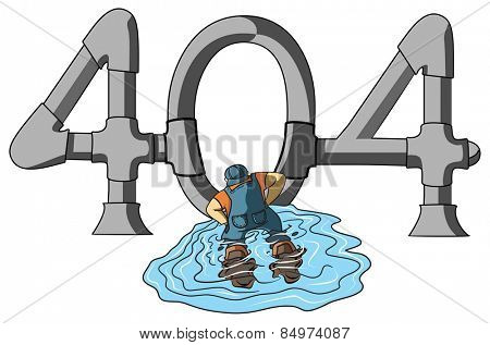 Illustrative representation of a plumber fixing the pipes