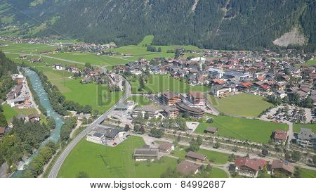 Mayrhofen, Austria  - Arial View.