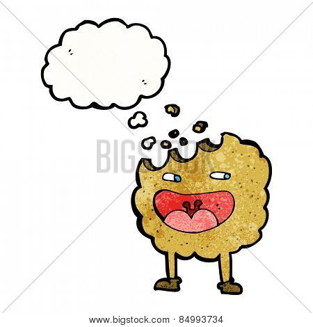 cookie cartoon character with thought bubble
