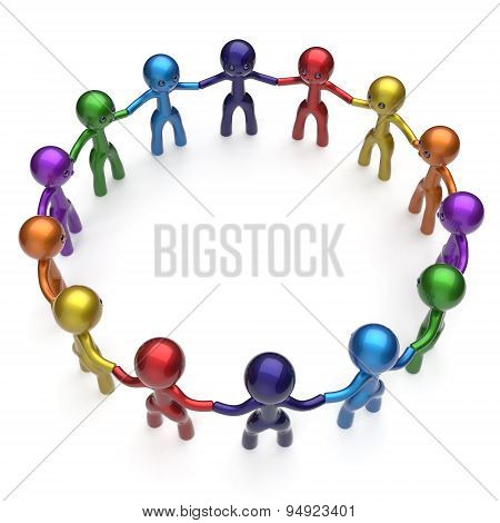 Social Network Stylized People Teamwork Men Together Circle