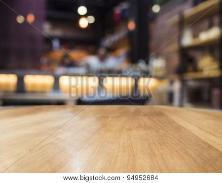 Table Top Counter With Blurred Bar Background