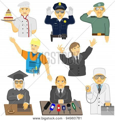 A Group Of People Of Different Professions In Different Situations.