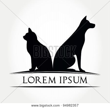 cat and dog symbol - vector illustration