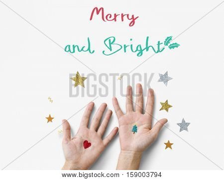 Merry Christmas and Happy New Year Family Holiday Festival Concept