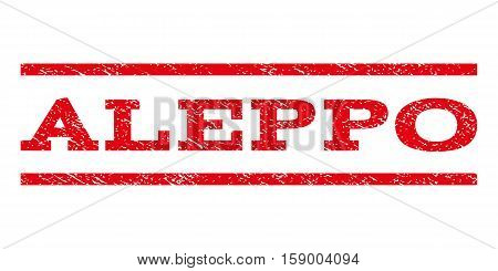 Aleppo watermark stamp. Text caption between horizontal parallel lines with grunge design style. Rubber seal stamp with dust texture. Vector red color ink imprint on a white background.