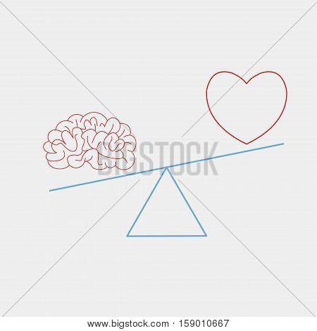 heart and brain on the scales - vector