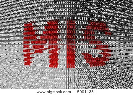 MIS in the form of binary code, 3D illustration