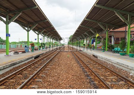 BANGKOK - July 10 2016 Thailand: Railway station Huatakhe at Lat Krabang.