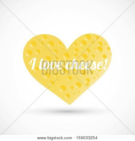 Art illustration cheese heart on white background