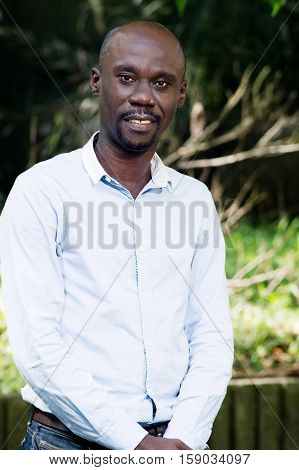 young businessman has become entrenched in a quiet place for better orientation.