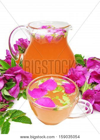 rose punch tea cocktail punch in jug and cup