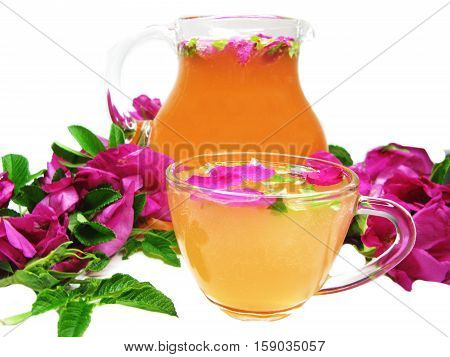 rose punch tea cocktail punch in jug and cup
