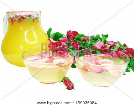 rose punch tea cocktail punch in jug and cup