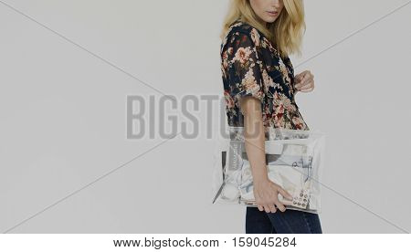 Woman Holdin Work Bag Concept