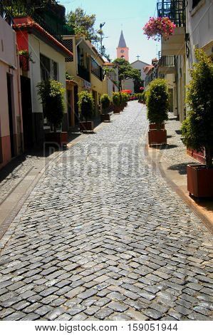 Street in the town of Câmara de Lobos, Madeira