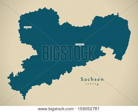 Modern Map - Sachsen DE Germany illustration